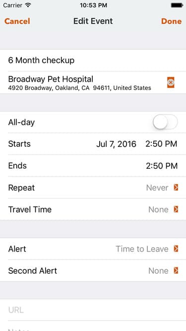 PetFetch appointment scheduling screen